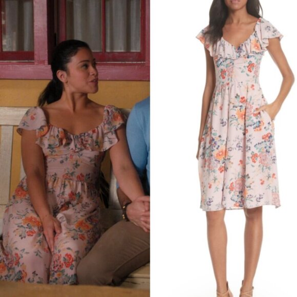 Rebecca Taylor Marlena Ruffle Silk Dress Women's Size 0 EUC - Picture 1 of 16